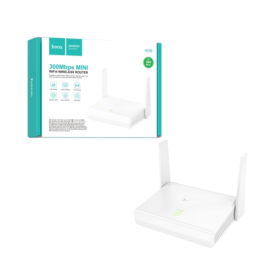 Router sem fios Hoco HI 36 WiFi4 com Antena Dupla 300Mbps Branco